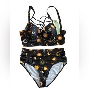 Black and Orange Celestial Bikini Set